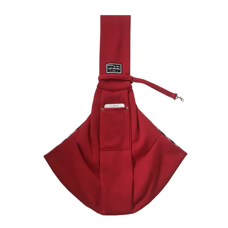 NNEDSZ Red Adjustable Pet Sling Carrier Bag - Comfortable and Hands-Free Design